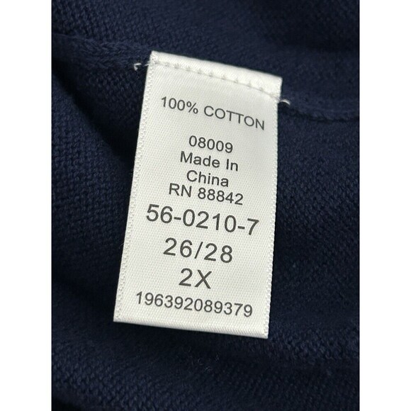 Woman Within Perfect Elbow-Length Sleeve Cardigan Navy Flower Plus Size 2X - Picture 10 of 11